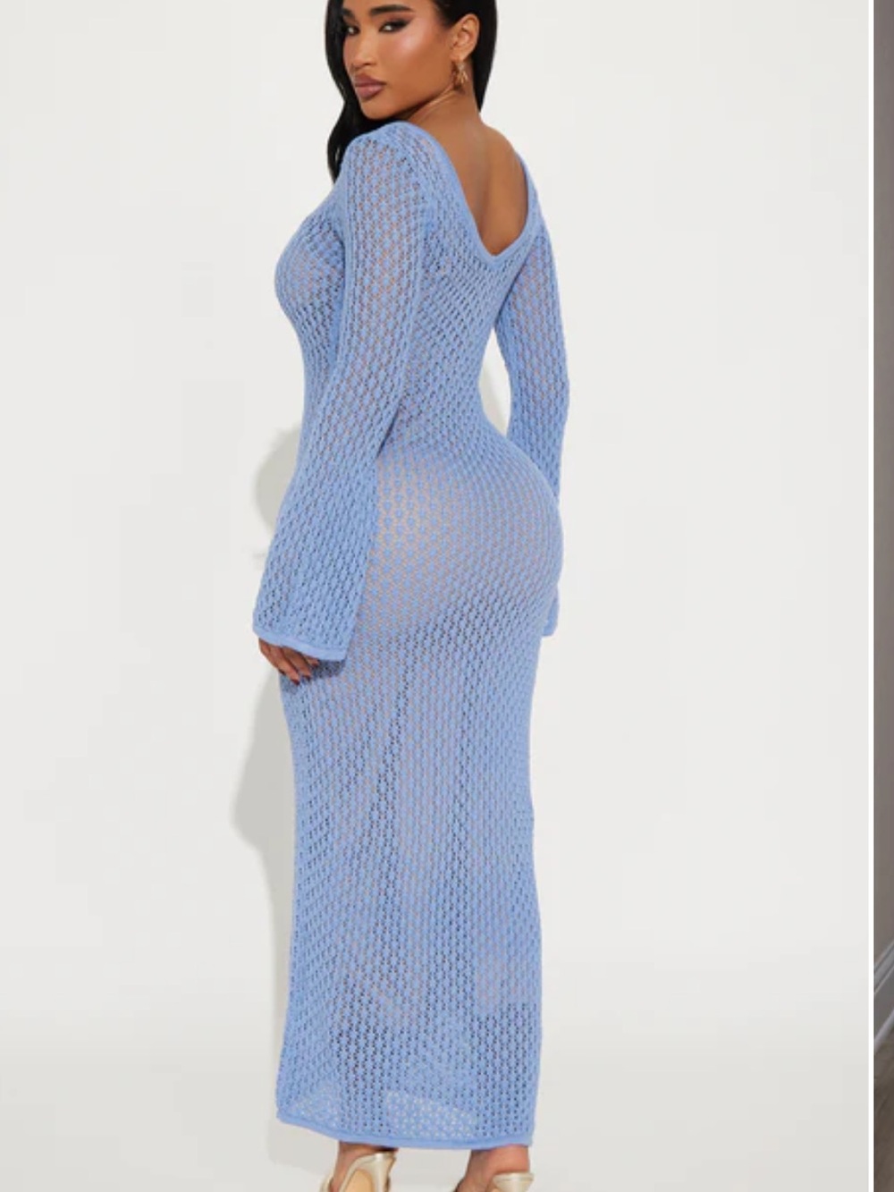 Fashion Nova Blue Amaya Crochet Maxi Dress - Picture 2 of 5